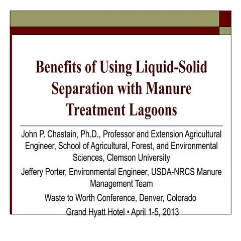 Benefits of using liquid-solid separation with manure treatment lagoons