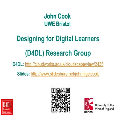 Designing for Digital Learners (D4DL) Research Group overview