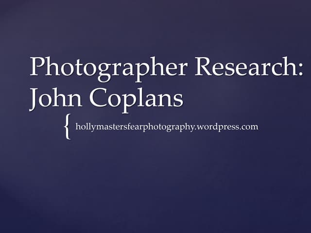Photographer Research - John Coplans