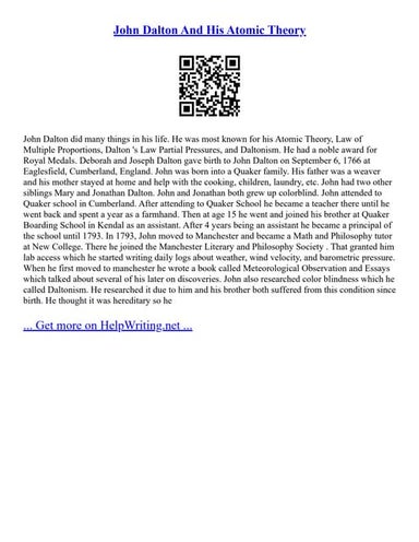 John Dalton And His Atomic Theory