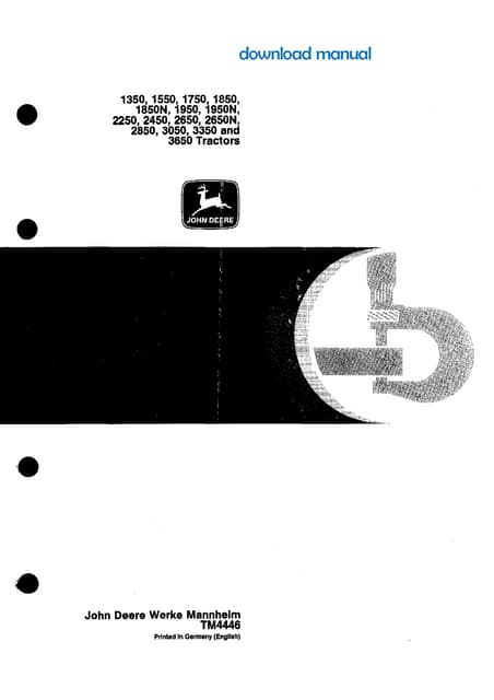 John deere 3050, 3350, 3650 tractor service repair manual
