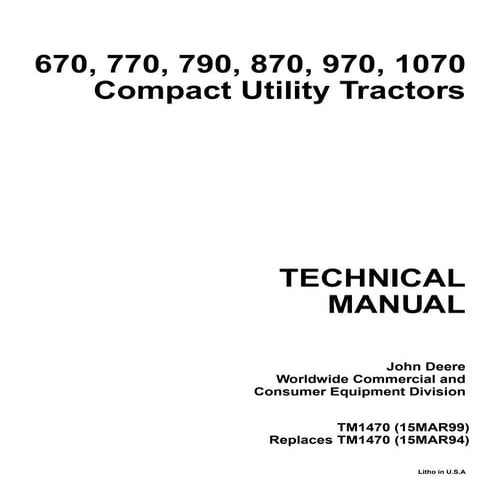 John deere 1070 compact utility tractor service repair manual