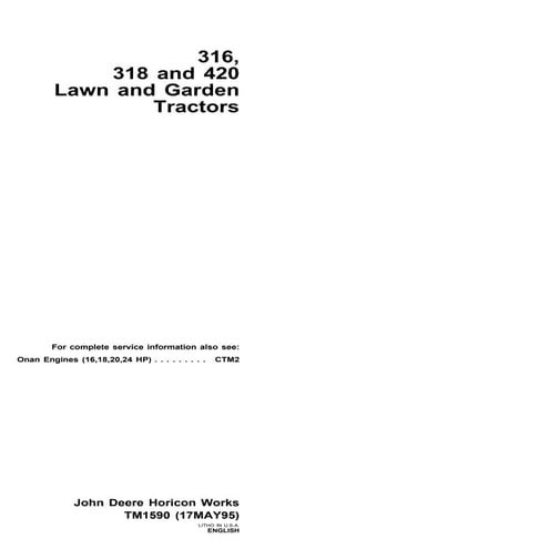 John deere 420 lawn garden tractor service repair manual