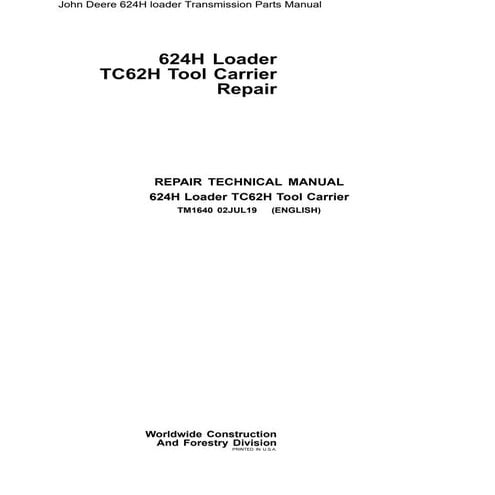 John Deere 624H loader Transmission Parts Manual | PDF