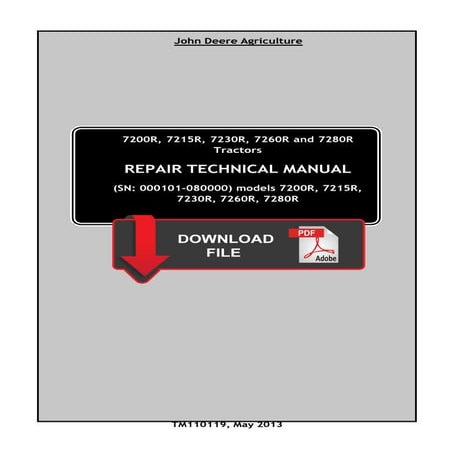 JOHN DEERE 7200R 7215R 7230R 7260R 7280R TECHNICAL SERVICE PDF MANUAL ...