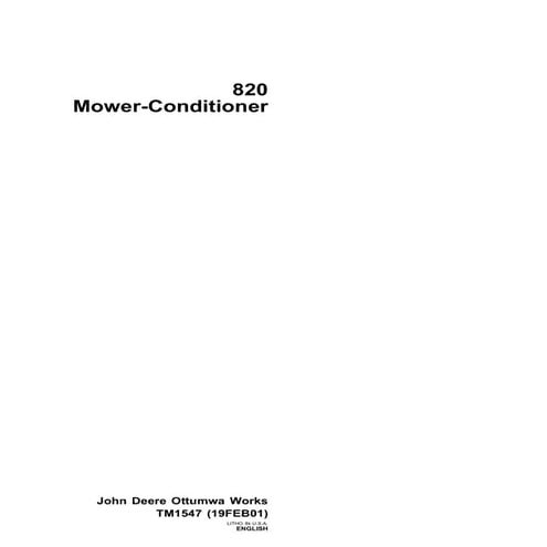 John deere 820 mower conditioner service repair manual (tm1547)
