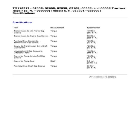 John Deere 8260R Tractors Service Repair Technical Manual (TM110319).pdf