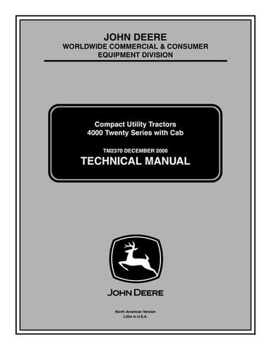 John Deere Compact Utility Tractor 4000 Twenty Series with Cab Service Repair...