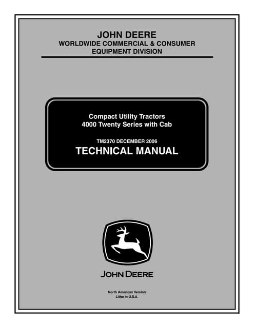 John Deere Compact Utility Tractor 4000 Twenty Series with Cab Service Repair...