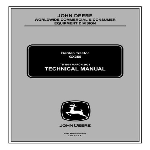 JOHN DEERE GX355 LAWN GARDEN TRACTOR Service Repair Manual Instant Download (...