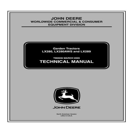 John deere lx289 garden tractor service repair manual (tm2046)