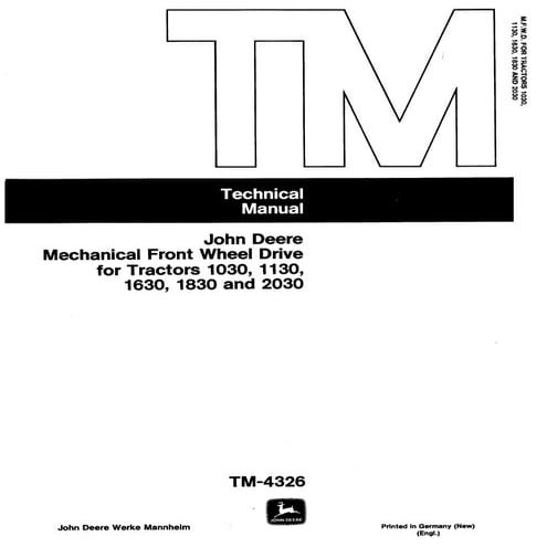 John deere mechanical front wheel drive service repair manual (tm4326)