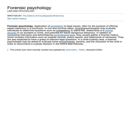 FORENSIC PSYCHOLOGY | PDF