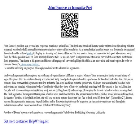 John Donne As An Innovative Poet