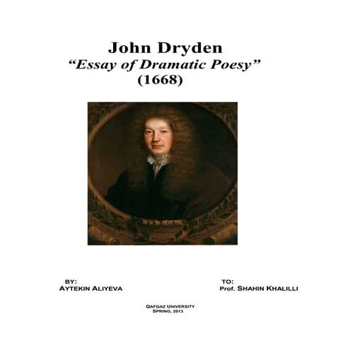 John Dryden, Essay for Drammatic Poesy