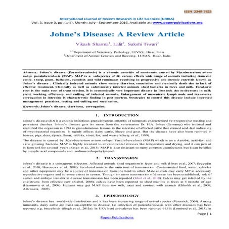 Johne’s Disease: A Review Article