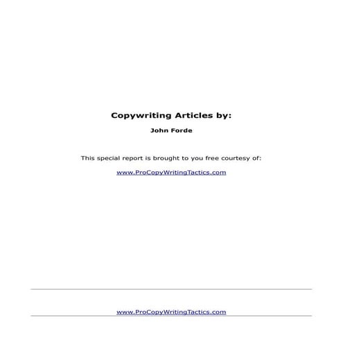 Copywriting Articles by John Forde