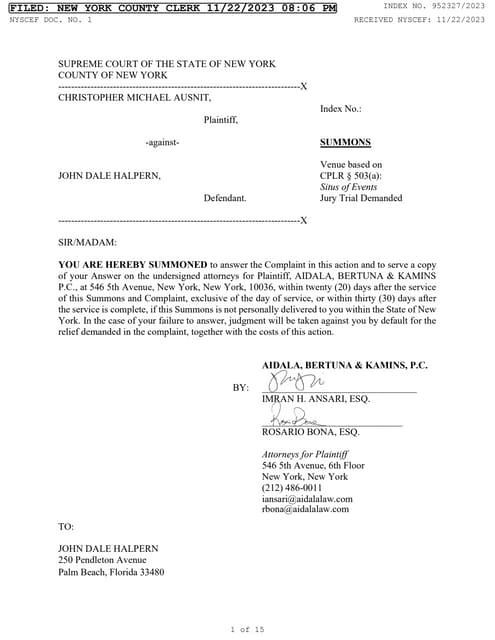 John Halpern, a Bain & Company Co-founder sued for sexual abuse and sexual as...