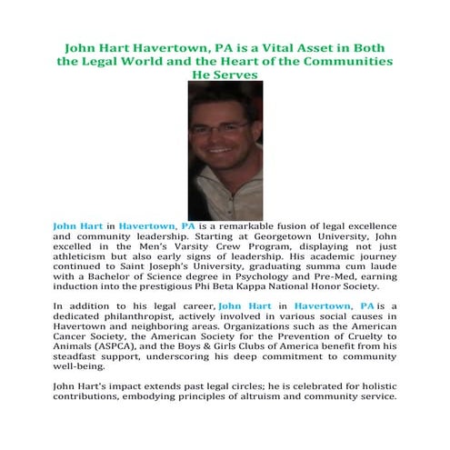 John Hart in Haverford, PA is a Seasoned Professional | PPTX