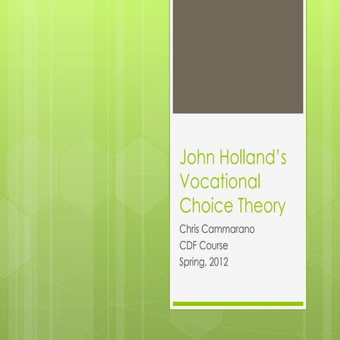 John holland’s vocational choice theory