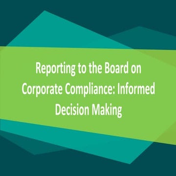 Reporting to the Board on Corporate Compliance