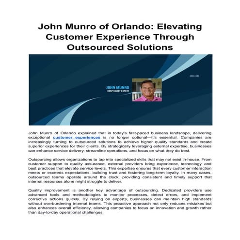 John Munro of Orlando_ Elevating Customer Experience Through Outsourced ...