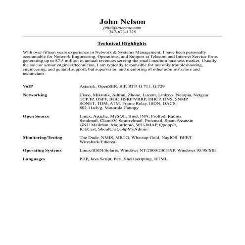 John Nelson Resume August2009