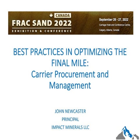 DISCUSSION ON THE BEST PRACTICES IN OPTIMIZING THE FINAL MILES FOR SAND ...