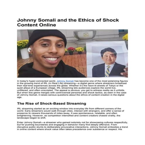 Johnny Somali and the Ethics of Shock Content Online