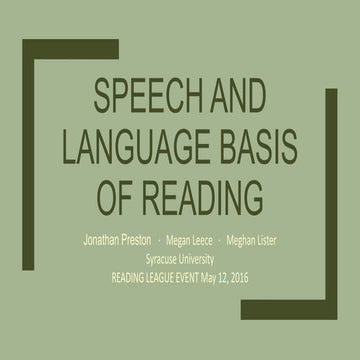 May 12 2016 Reading League presentation