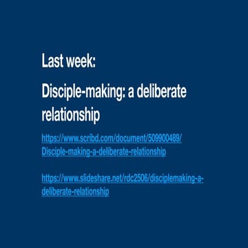 Disciple-Making: Internalisation and Multiplication