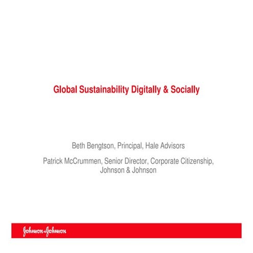 &J Showcases Global Sustainability Digitally & Socially - BDI 7/13/11 Social ...