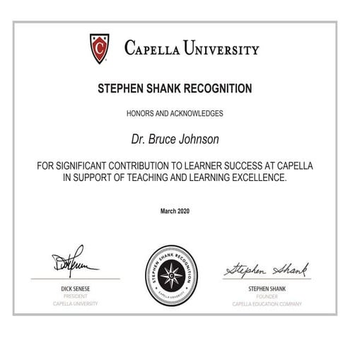 2020 Stephen Shank Recognition Dr Bruce A Johnson