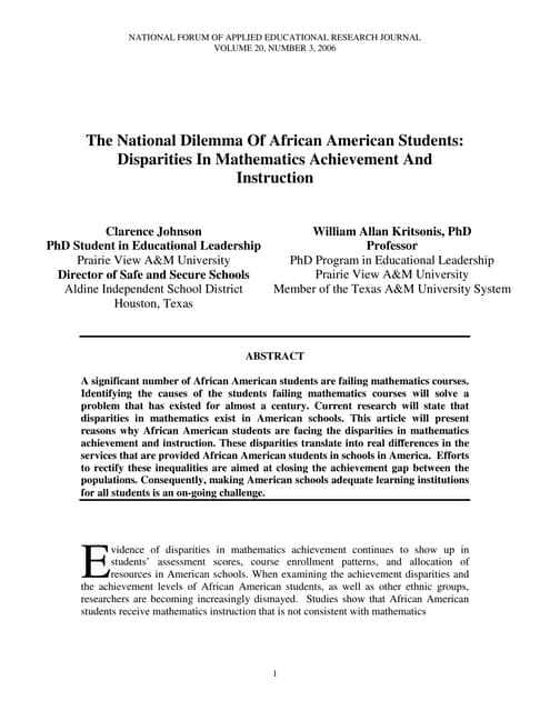 Johnson, clarence the national dilemma of african american students