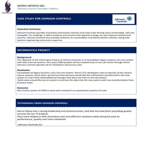Johnson controls case study