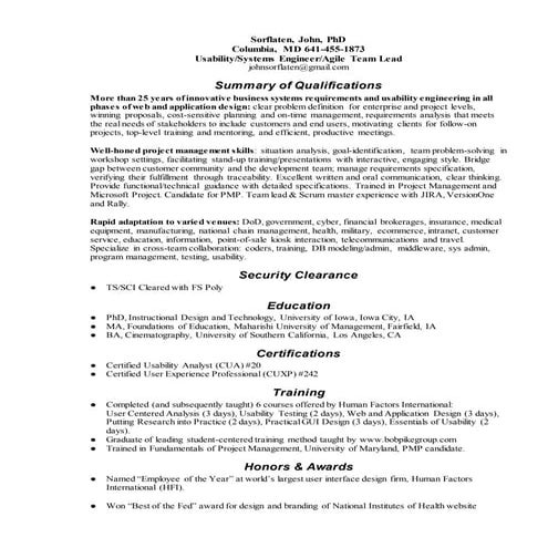 John Sorflaten Usability Resume