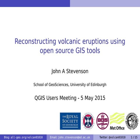 John Stevenson Volcanoes and FOSS4G Edinburgh