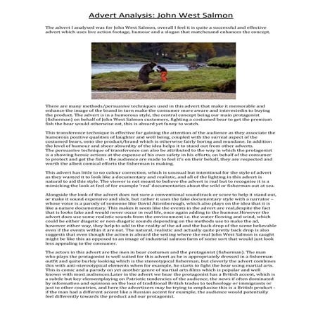 John west   analysing adverts