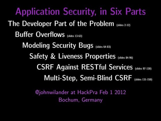 Application Security, in Six Parts (HackPra 2012)