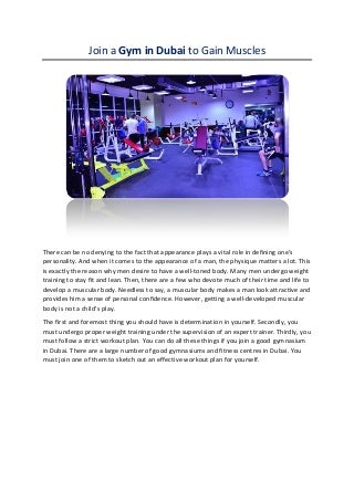Join a gym in dubai