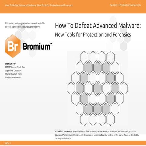 How To Defeat Advanced Malware. New Tools for Protection and Forensics