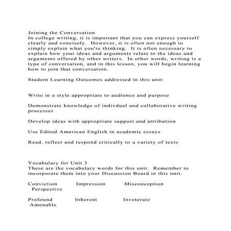 Joining the ConversationIn college writing, it is important that.docx