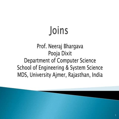 Joins in SQL | PPT