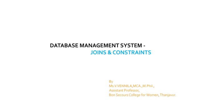 Joins & constraints