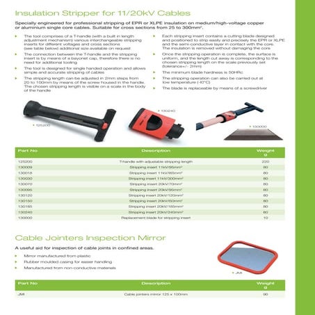 XLPE Insulation Stripping Tools for 11kV Triplex Cables - 95sqmm