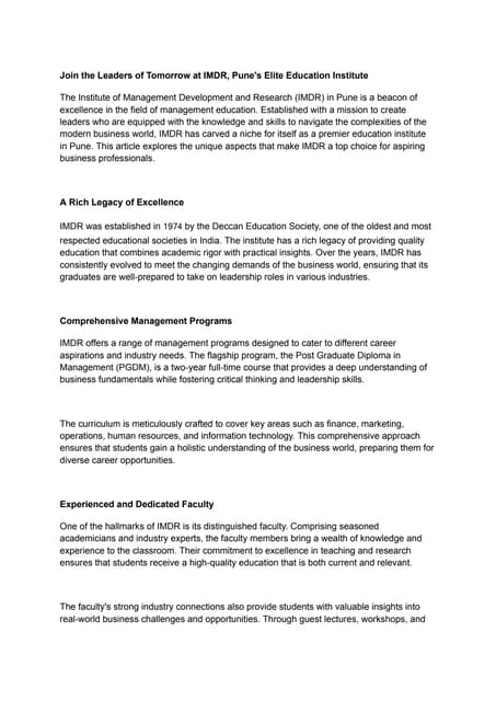 Institute of management development and research
