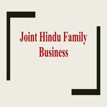 Joint hindu family business