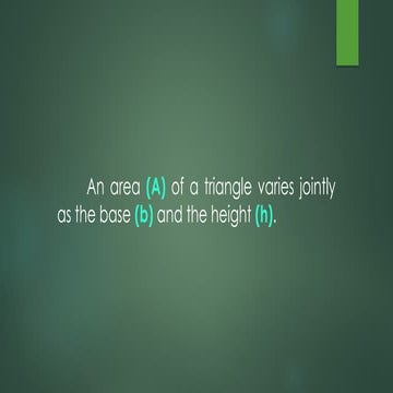 Joint Variation - Translate  mathematical statements of joint variations  ans...