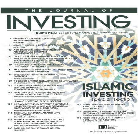 Published Article in The Journal of Investing | PDF