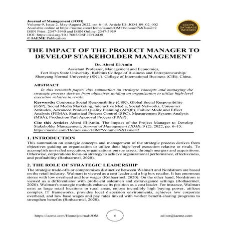 THE IMPACT OF THE PROJECT MANAGER TO DEVELOP STAKEHOLDER MANAGEMENT